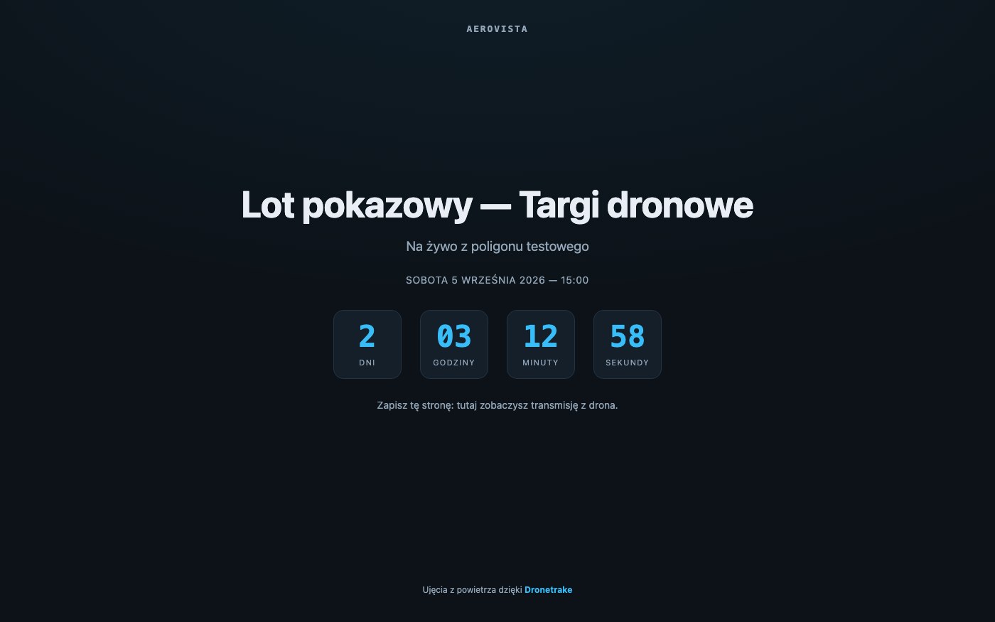Ekran Dronetrake: Wydarzenia na żywo, z twoją marką