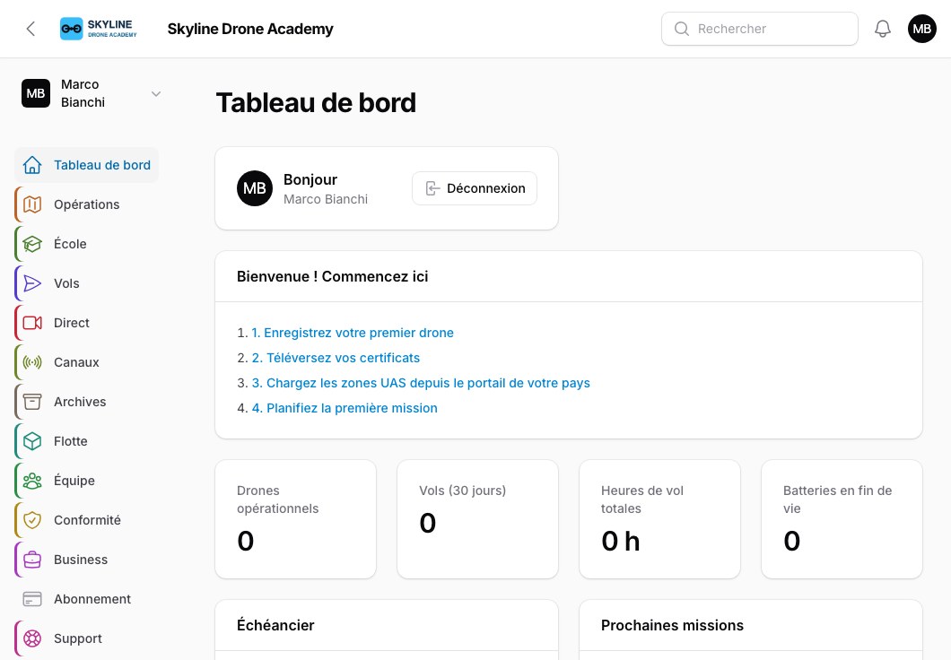 L'espace de travail d'un élève, co-marqué avec le logo de l'école.